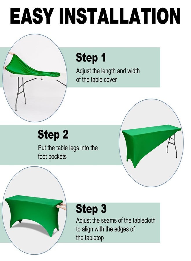 Trlyc 2 Pack 6FT Spandex Table Cloth - 72 x 30 Inch Rectangular Stretch Tablecloth, Wrinkle Resistant Scretch Table Cover for Wedding, Party, Banquet, Picnic, Outdoor Decoration (2Pcs,Green) - Image 5