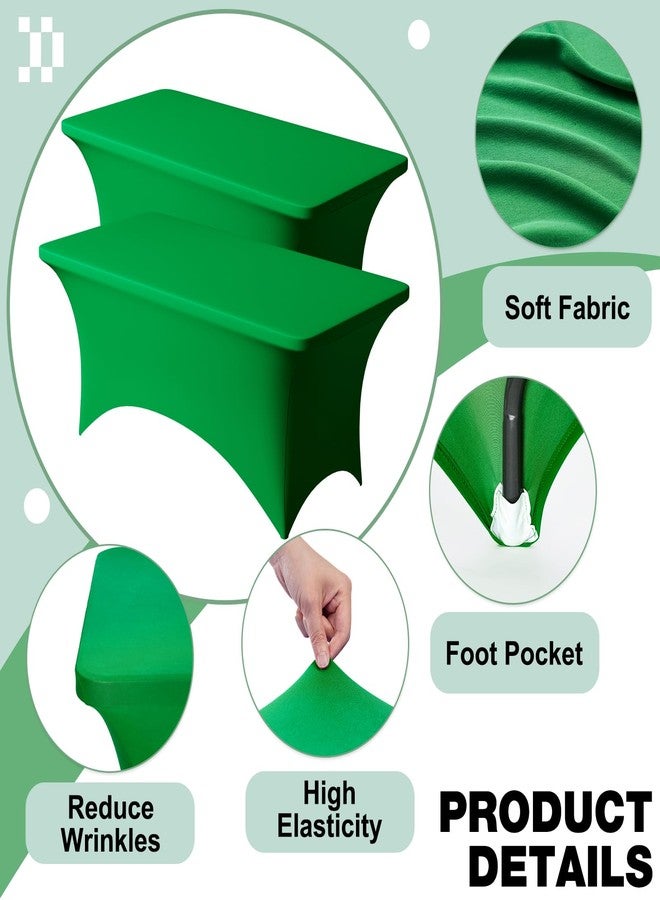 Trlyc 2 Pack 6FT Spandex Table Cloth - 72 x 30 Inch Rectangular Stretch Tablecloth, Wrinkle Resistant Scretch Table Cover for Wedding, Party, Banquet, Picnic, Outdoor Decoration (2Pcs,Green) - Image 3