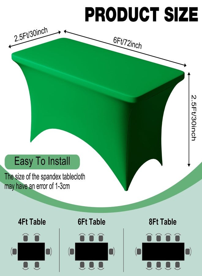 Trlyc 2 Pack 6FT Spandex Table Cloth - 72 x 30 Inch Rectangular Stretch Tablecloth, Wrinkle Resistant Scretch Table Cover for Wedding, Party, Banquet, Picnic, Outdoor Decoration (2Pcs,Green) - Image 4