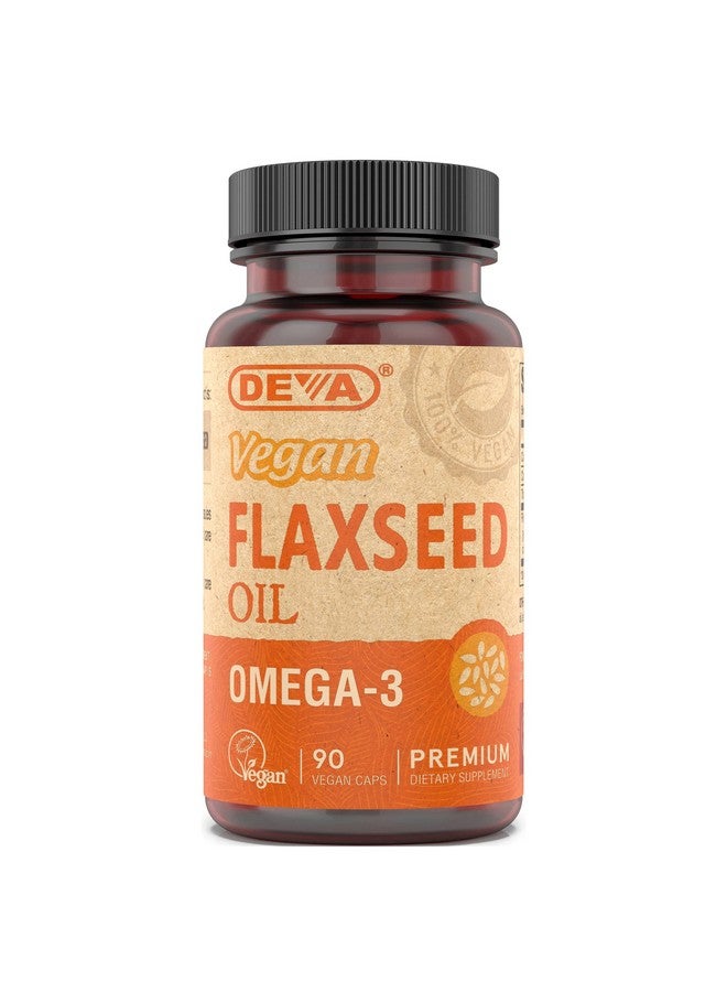 Deva Vegan Omega-3 Flaxseed Oil Supplement - 1000 MG Per Serving - Cold-Pressed & Unrefined - Fish Oil Alternative - with Omega-3 ALA - 90 Capsules, 1-Pack - Image 1