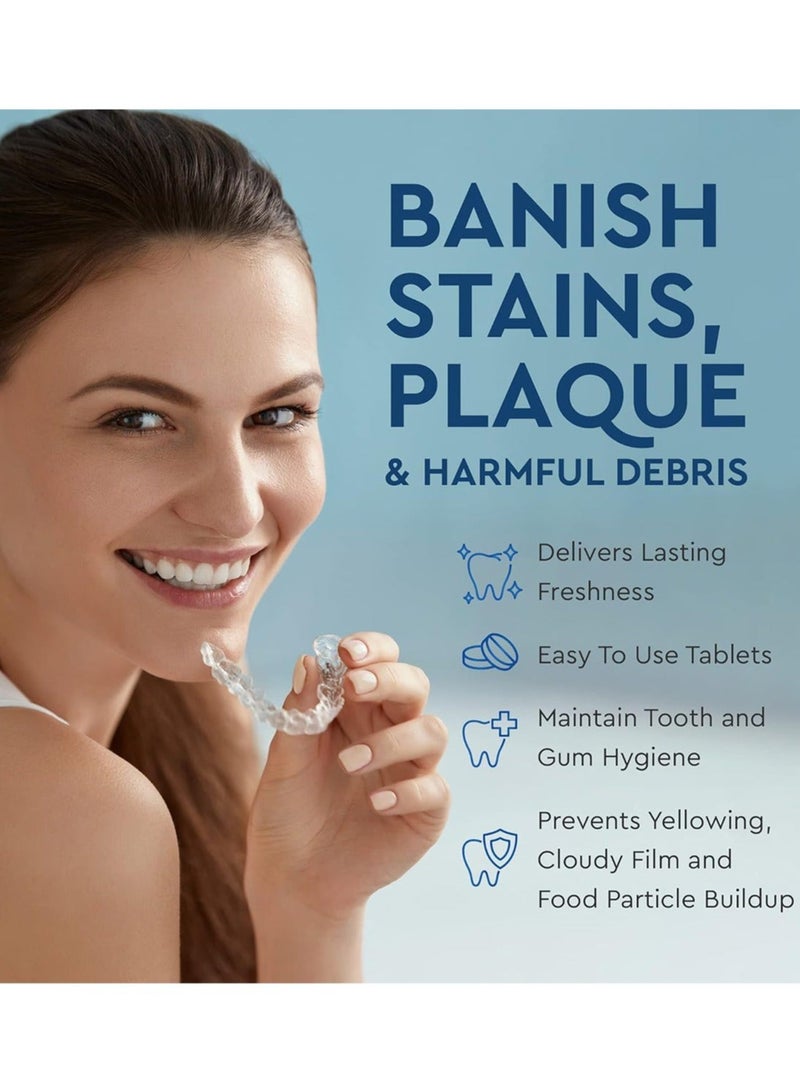 APPTRIN 36pcs Retainer Cleaner Tablets Denture Cleaning Tablets for Dental Appliances and Night Mouth Guard Cleanser Removes Odors Stains Plaque - Image 3