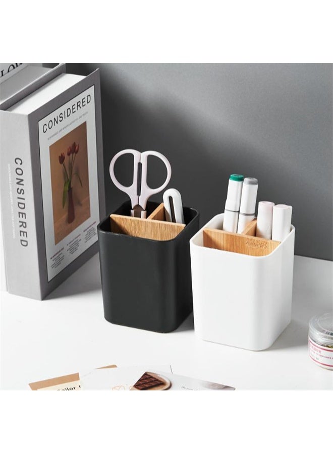 HOMESTAR Bamboo Toothbrush Holder for Bathrooms, 3 Slots Toothbrush and Toothpaste Holder Bathroom Counter Organizer for Electric Toothbrushes, Floss, Razors, Black - Image 5