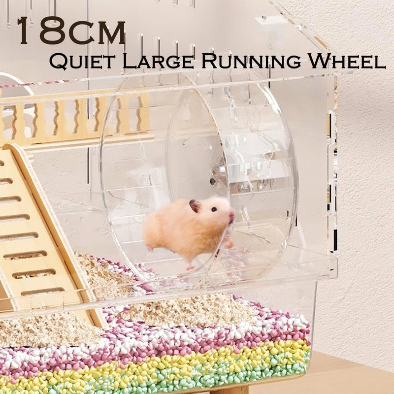 Ecleng قفص هامستر أكريليك 8 في 1 مع جميع الملحقات، 18.5"x11.8"x14.6"، منزل هامستر بطبقتين مع رؤية شفافة كاملة، قفص فئران مفتوح من الأعلى لجرذان الحيوانات الأليفة، موطن هامستر لهامستر قزم، جرذان. - Image 5