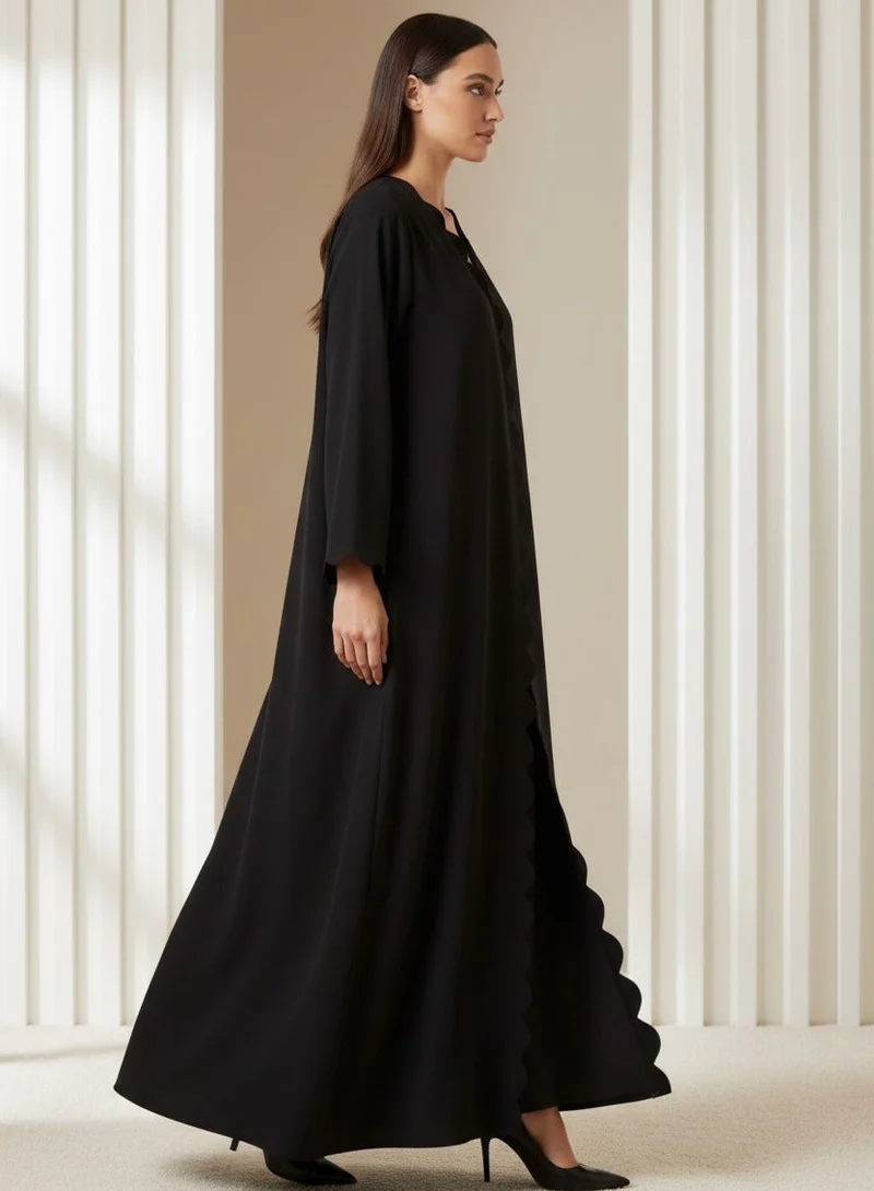 مويستريت Emerald Barbie Crepe Scalloped Abaya