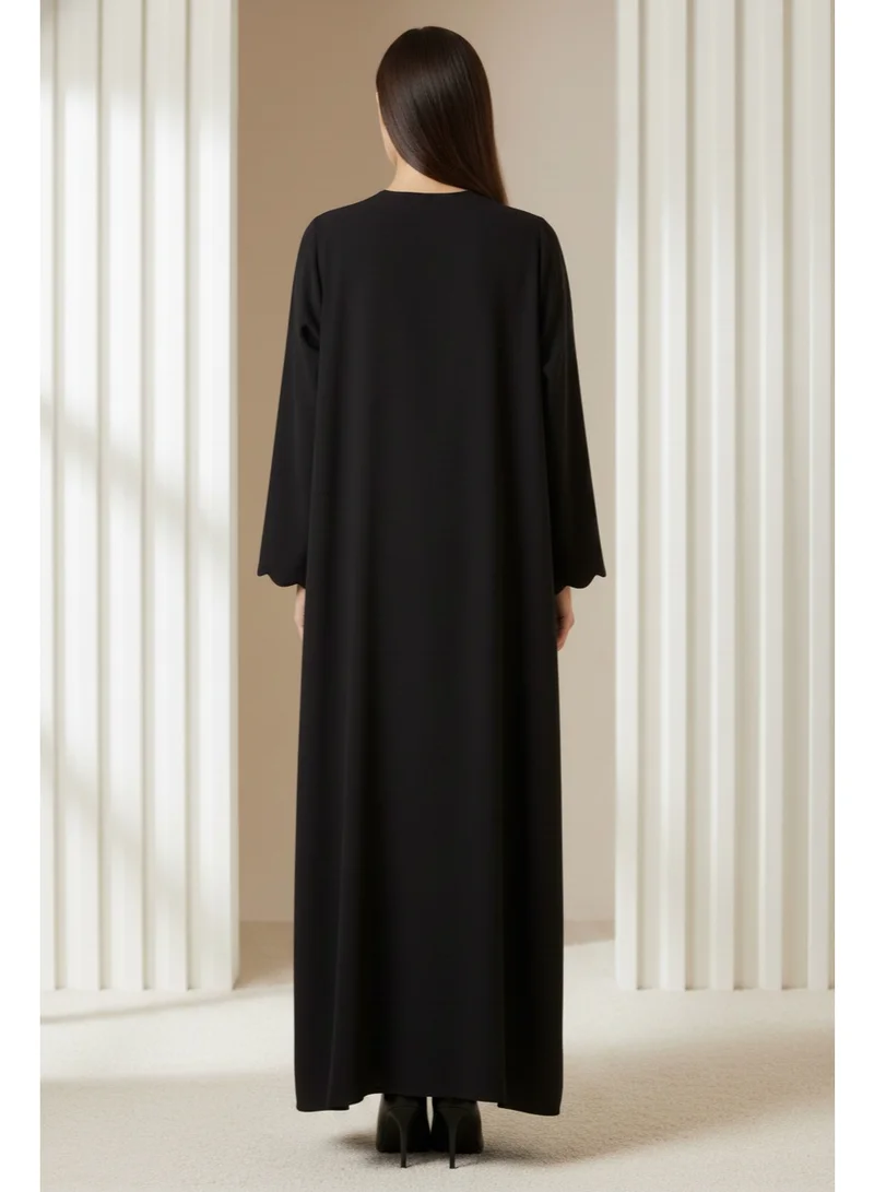 Moistreet  Emerald Barbie Crepe Scalloped Abaya for Women | Best Price UAE