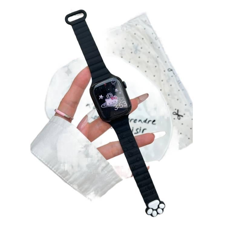 سوار ساعة ذكية سوار رياضي من السيليكون متوافق مع Apple Watch 38/40/41mm بملاءمة قابلة للتعديل وحزام بديل باللون أسود قابل للتعديل - Image 5