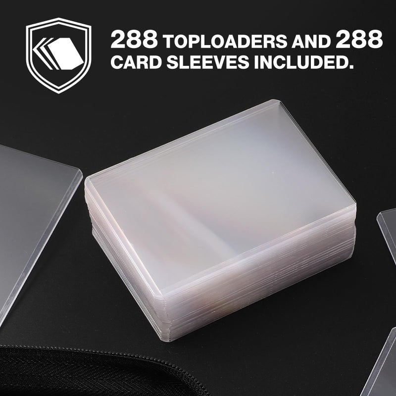 Pemocyny Top Loader Binder, Holds 288 Toploaders, 288 Toploaders and 288 Card Sleeves INCLUDED, 9-Pocket Top Loader Binder for 3" x 4" Rigid Toploaders, Double-Sided Card Binder for TCG, Sport Cards - Image 4