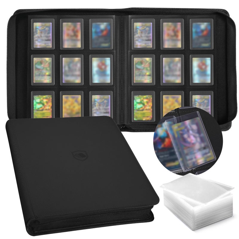 Pemocyny Top Loader Binder, Holds 288 Toploaders, 288 Toploaders and 288 Card Sleeves INCLUDED, 9-Pocket Top Loader Binder for 3" x 4" Rigid Toploaders, Double-Sided Card Binder for TCG, Sport Cards - Image 1