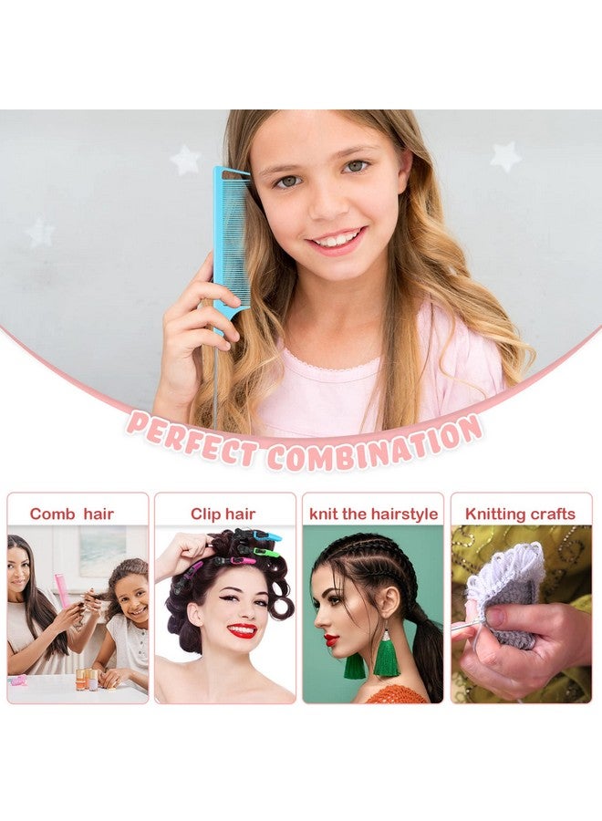 Luinabio 10 Pieces Latch Hook Crochet Needle Comb Hair Clip Set Include 3 Pieces Stainless Steel Crochet Needle 4 Pieces Alligator Hair Clip 3 Pieces Rat Tail Comb For Hair Extension - Image 4