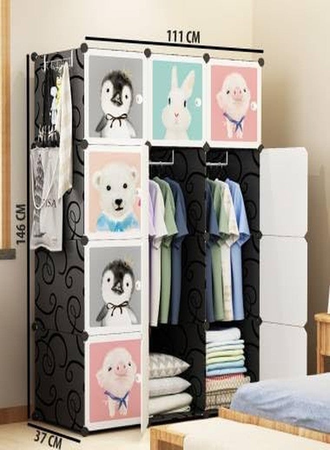 RYUGA 12 Door Kids Plastic Wardrobe for Clothes, Foldable Plastic Almirah for Clothes, Collapsible Wardrobe for Storage, - Image 3