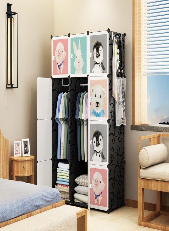 RYUGA 12 Door Kids Plastic Wardrobe for Clothes, Foldable Plastic Almirah for Clothes, Collapsible Wardrobe for Storage, - Image 1