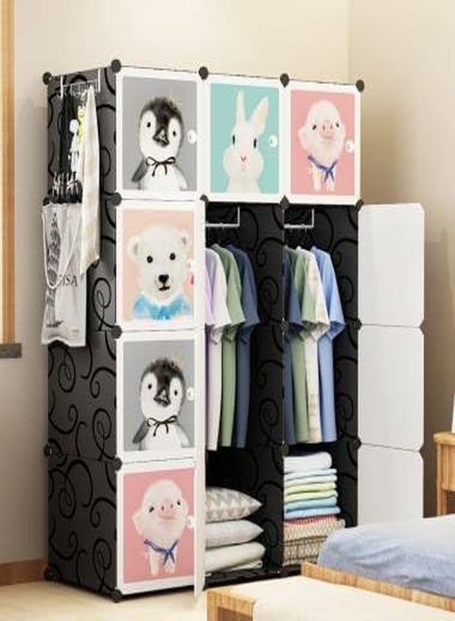 RYUGA 12 Door Kids Plastic Wardrobe for Clothes, Foldable Plastic Almirah for Clothes, Collapsible Wardrobe for Storage, - Image 2