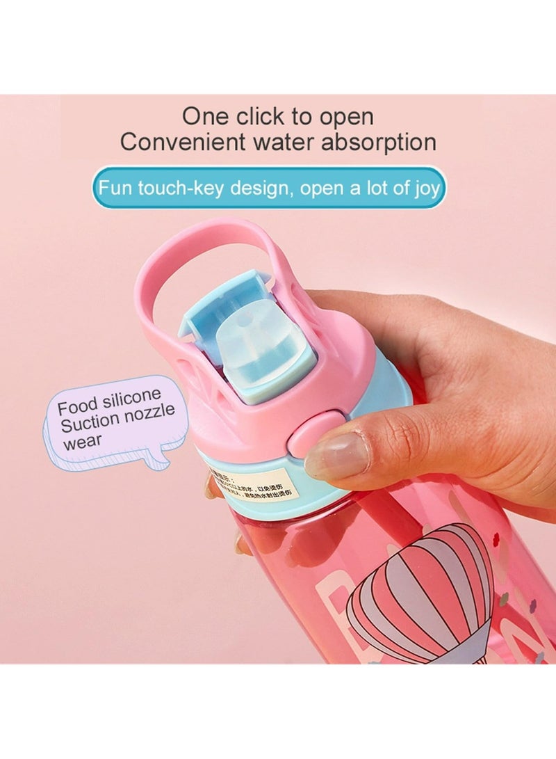 CMGTYYD Kids Water Bottle, 480ml Kids Drinking Water Bottle with Flip Straw, BPA-Free Water Bottle with Carry Handle and Easy Button, Leakproof Kids Water Bottle for School and Sports (Anchor) - Image 3