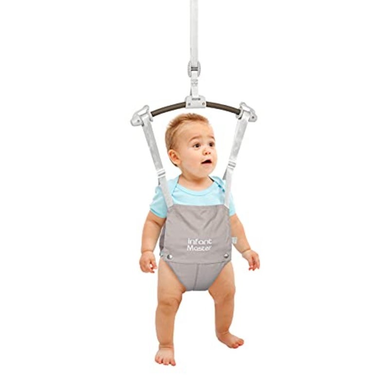 قفزات مدخل الأطفال، سترة جوني قوية مع حزام قابل للتعديل مقاس 10.8 بوصة - 23.6 بوصة، كرسي هزاز ناعم للأطفال جوني مع حقيبة مقعد، هدية مثالية للرضع، محمولة وسهلة الاستخدام، رمادي - Image 1
