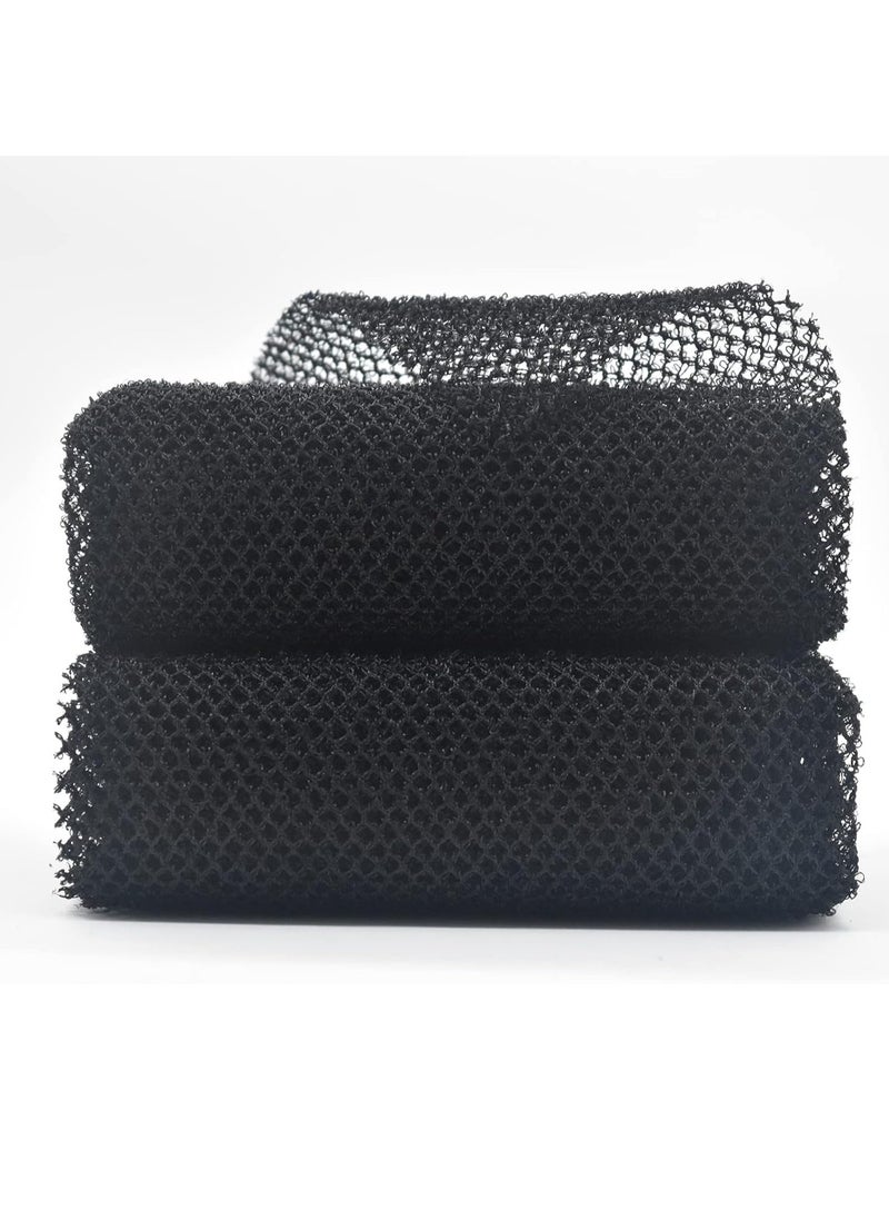 SuperJpsor - 2 Piece Exfoliating African Body Scrubbers - Wash Net Sponges for Shower and Bath (2 Black) - Image 1