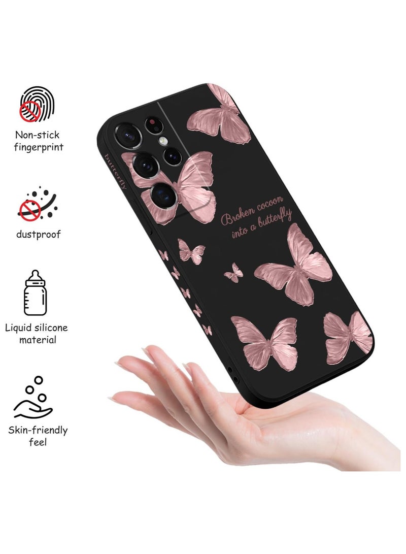 for Samsung S21 Ultra Case, for Samsung Galaxy S21 Ultra Case Butterfly Floral Astronauts Creative Sides Phone Cover Fashionablee Designs Soft Silicone Slim S21 Ultra Phone Case-Butterfly Black - Image 5