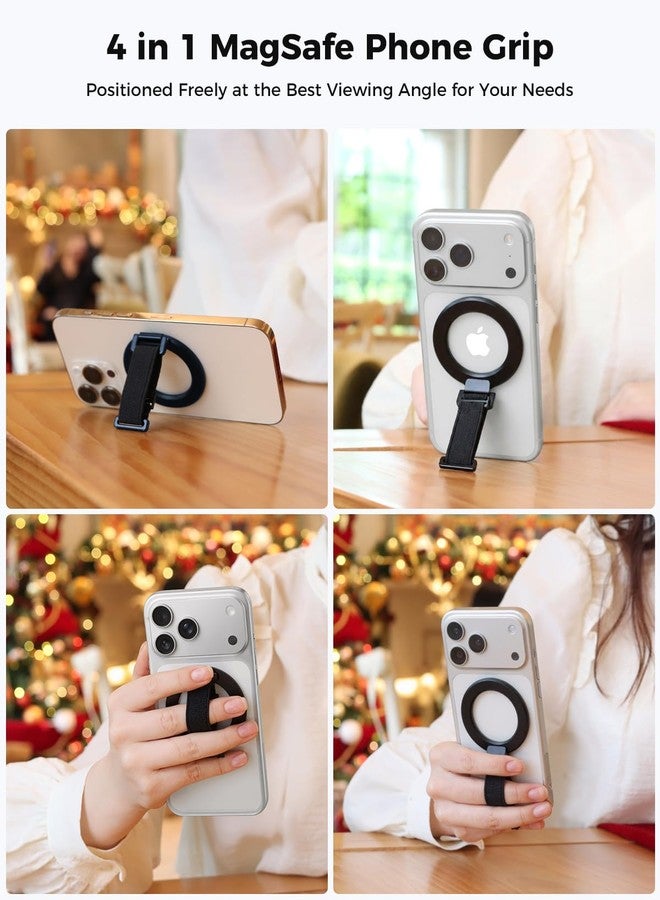 SUPERONE 2025 Upgrade for MagSafe Phone Grip with Finger Strap, Removable MagSafe Ring Holder with Kickstand Finger Loop, Mag Safe Accessories for iPhone 17/16/15/14/13/12 Series, Black - Image 3