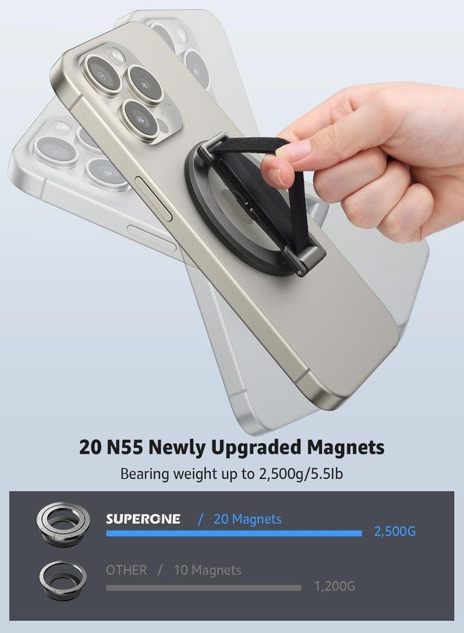 SUPERONE 2025 Upgrade for MagSafe Phone Grip with Finger Strap, Removable MagSafe Ring Holder with Kickstand Finger Loop, Mag Safe Accessories for iPhone 17/16/15/14/13/12 Series, Black - Image 4