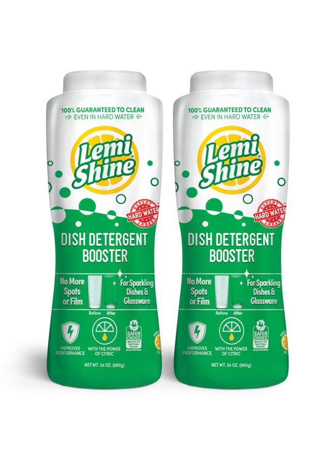 Lemi Shine Natural Dish Detergent Booster - Hard Water Stain Remover - Multi-Use Citric Acid Cleaner - 24 oz (2 Pack) - Image 1