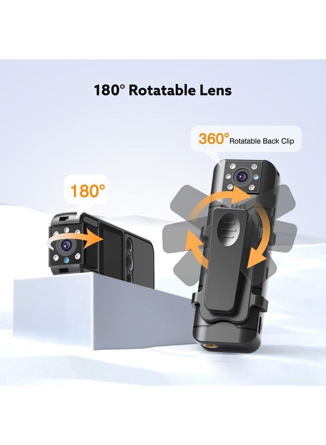Losfom Z11 Body Camera with Audio and Video Recording, 128GB Small Body Cam with 180° Rotating Lens, 6HR Battery & Night Vision, Wearable Camera for Pet, Home, Office, Security Police Law Enforcement - Image 3