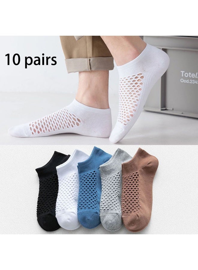 Zeemey Men's and women's mesh boat socks - 10 pairs set. Breathable, invisible short socks. Multiple colors. Comfortable with anti-slip heel - Image 2