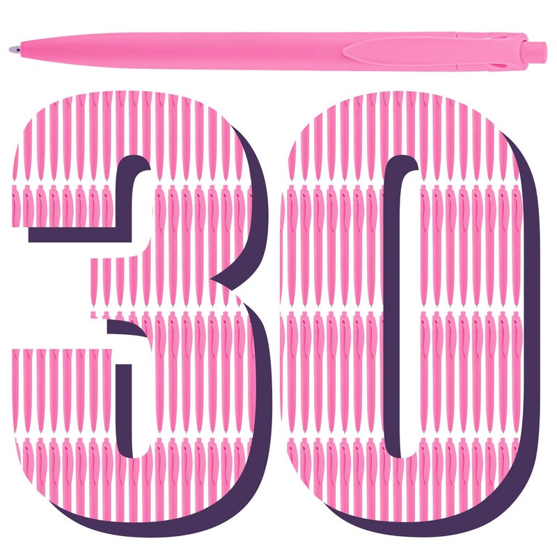あおぞら(AOZORA) Aozora Pens Bulk 30 Pack Click Pens No Bleed Wholesale Retractable Ballpoint Pens Medium Point,Smooth Ink Pens for Journaling School Office Supplies 1.0MM (Pink Ink) - Image 1