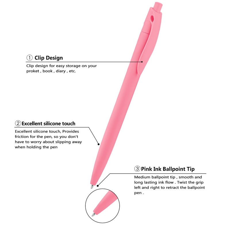 あおぞら(AOZORA) Aozora Pens Bulk 30 Pack Click Pens No Bleed Wholesale Retractable Ballpoint Pens Medium Point,Smooth Ink Pens for Journaling School Office Supplies 1.0MM (Pink Ink) - Image 2