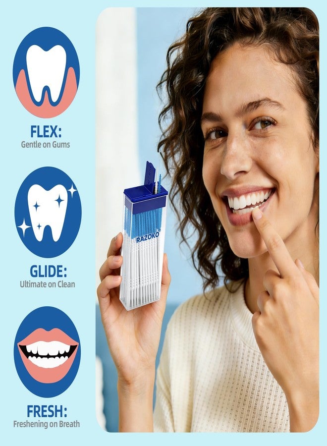 RAZOKO Soft Silicone Interdental Brushes and Dental Picks,280 Count (Blue - Image 5