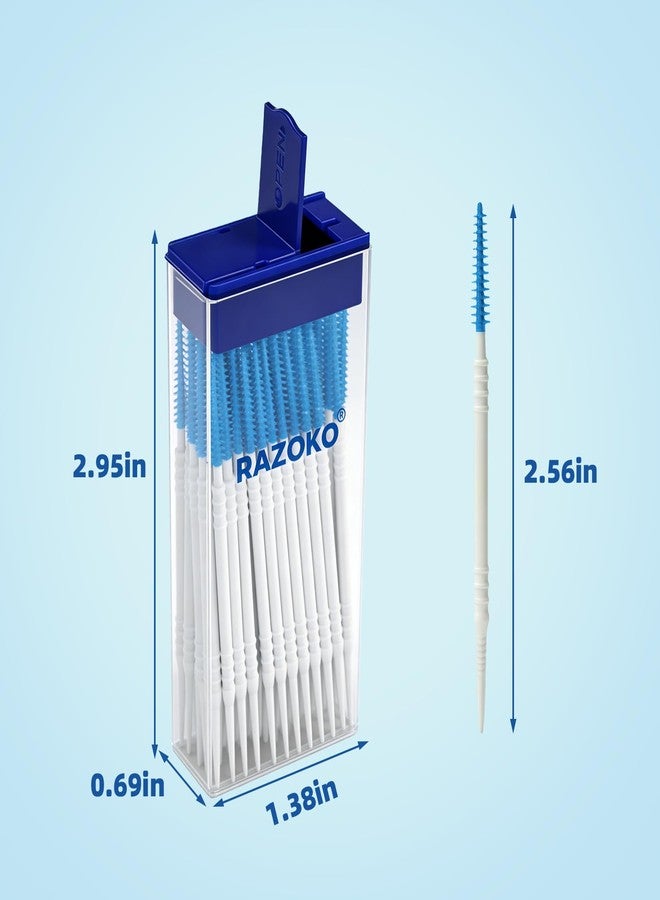 RAZOKO Soft Silicone Interdental Brushes and Dental Picks,280 Count (Blue - Image 2