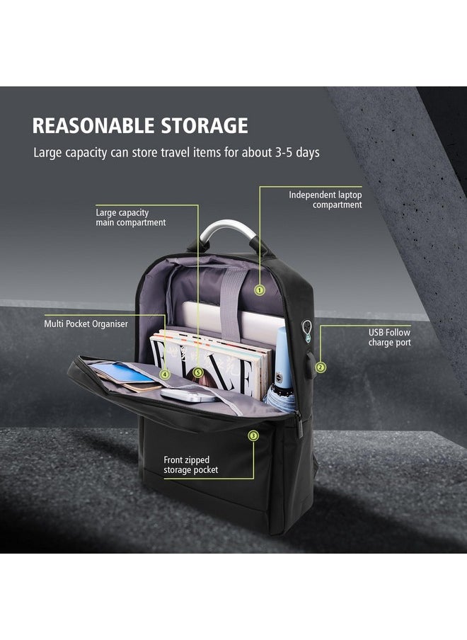 Kenneth Cole - KENNETH COLE Unisex Laptop Backpack, Bag, Stylish & Modern Design With A Unique Usb Charging Port Feature (Black) - Image 1