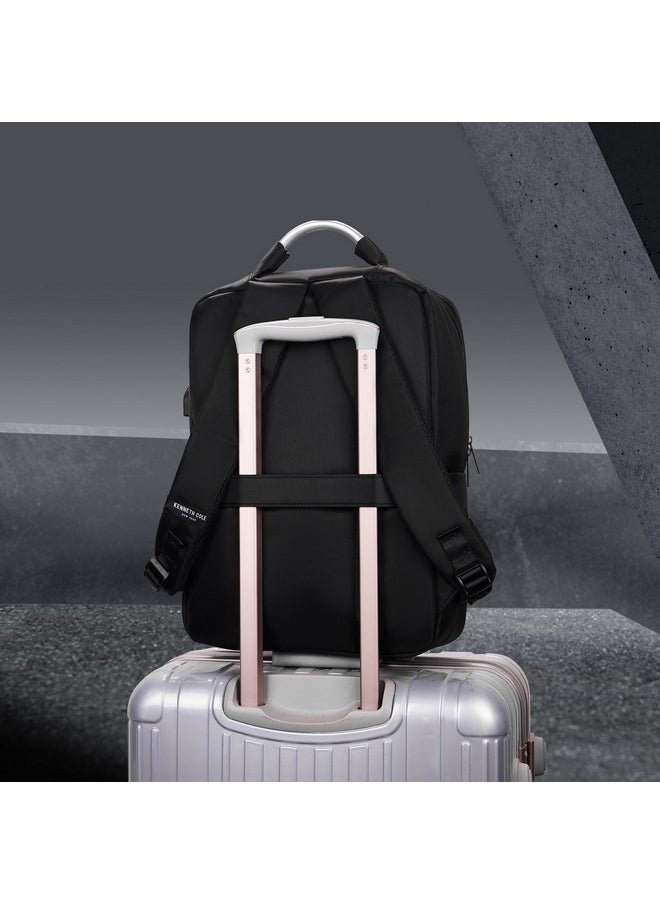 Kenneth Cole - KENNETH COLE Unisex Laptop Backpack, Bag, Stylish & Modern Design With A Unique Usb Charging Port Feature (Black) - Image 1