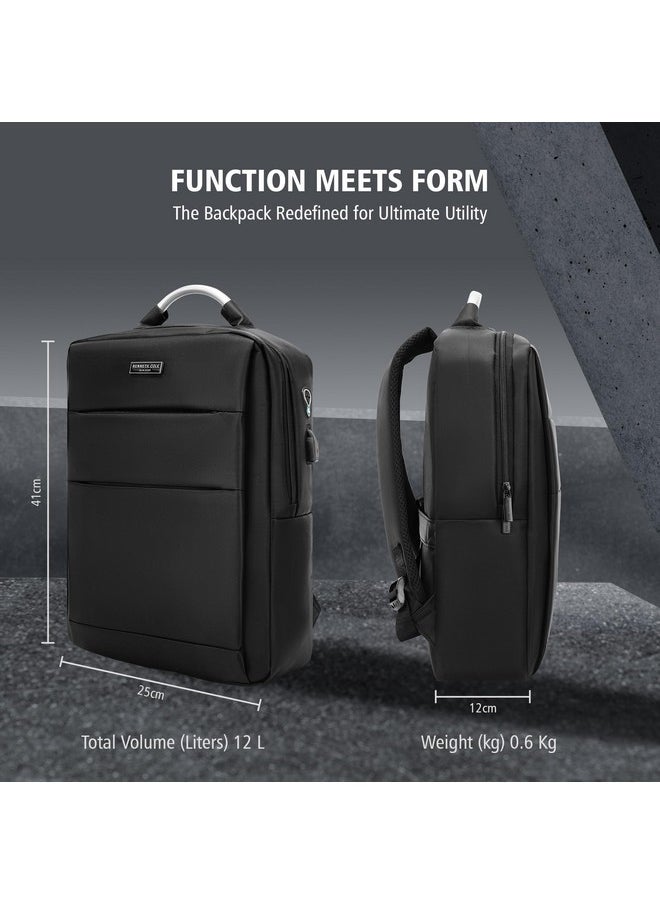 Kenneth Cole - KENNETH COLE Unisex Laptop Backpack, Bag, Stylish & Modern Design With A Unique Usb Charging Port Feature (Black) - Image 1