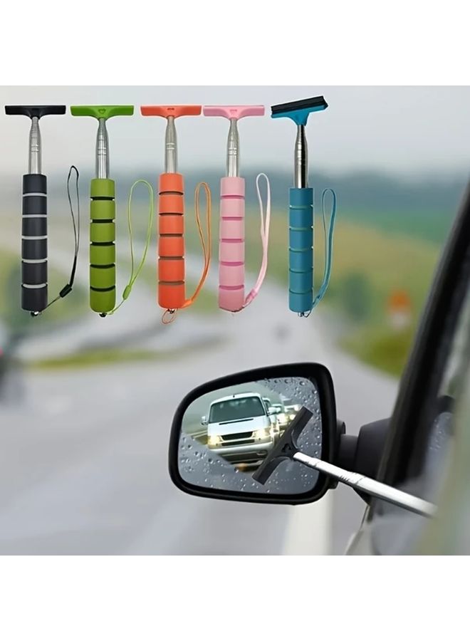 1pc Pink Car Wiper With Scalable Design Portable Windshield Cleaner For Outdoor Travel Camping Essential Car Accessory For Road Trips Adventures Durable Handle For Motorcycle Car Side Mirror And Window Tint Squeegee - Image 1