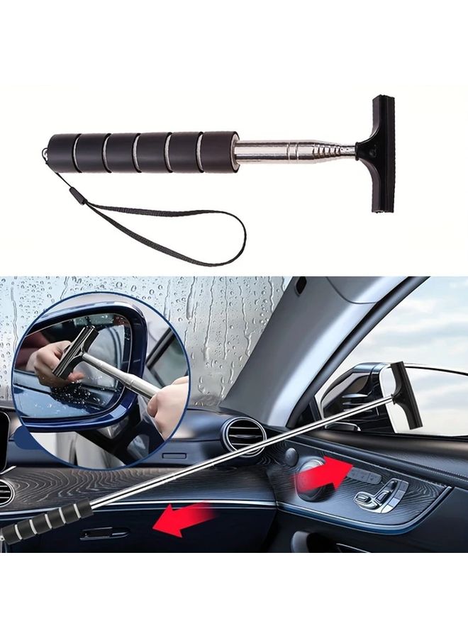 1pc Pink Car Wiper With Scalable Design Portable Windshield Cleaner For Outdoor Travel Camping Essential Car Accessory For Road Trips Adventures Durable Handle For Motorcycle Car Side Mirror And Window Tint Squeegee - Image 5