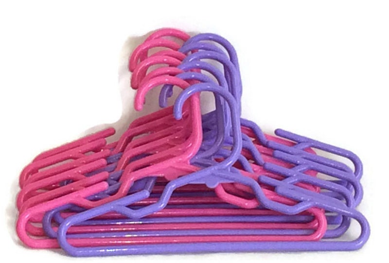 Dori's Doll Boutique Doll Hangers Set of (12) 6 Lavender Plastic and 6 Pink for 18 inch Doll Clothes - Image 2