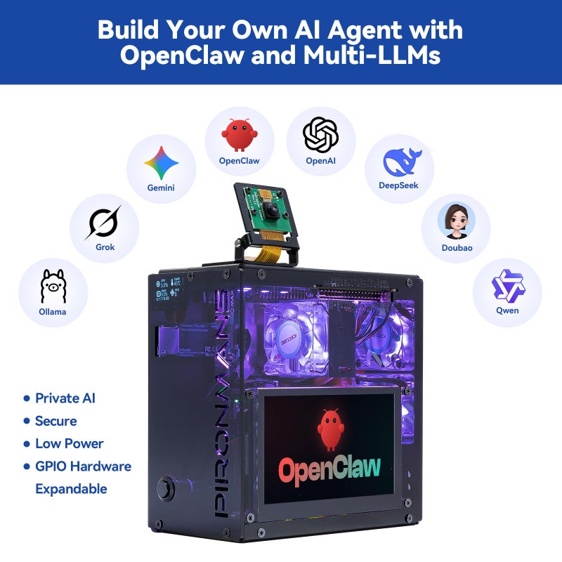 SunFounder Pironman 5 Pro Max Mini PC Case with 4.3â€ Touch Screen for Raspberry Pi 5, OpenClaw AI Agent, Dual NVMe RAID 0/1 NAS, Camera, Mic, Audio, M.2 Hailo8, LLMs ChatGPT/Gemini (RPI5 Not Included) - Image 5