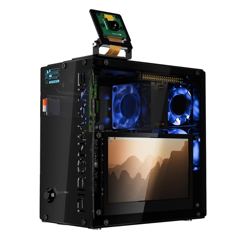 SunFounder Pironman 5 Pro Max Mini PC Case with 4.3â€ Touch Screen for Raspberry Pi 5, OpenClaw AI Agent, Dual NVMe RAID 0/1 NAS, Camera, Mic, Audio, M.2 Hailo8, LLMs ChatGPT/Gemini (RPI5 Not Included) - Image 1