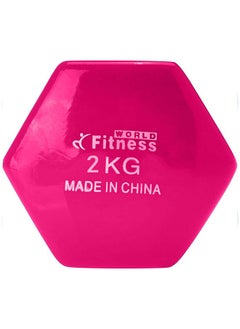 Fitness World Weightlifting dumbbell made of vinyl, 2 kg, consisting of two pieces Pink  - Image 2