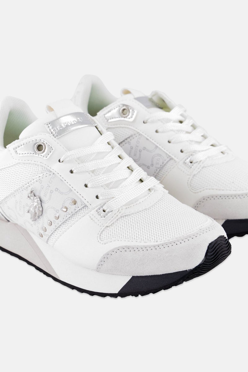 U.S. Polo Assn. Women Lace Up Brand Logo Casual Shoes, White  - Image 3