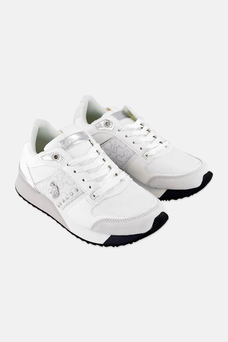 U.S. Polo Assn. Women Lace Up Brand Logo Casual Shoes, White  - Image 1