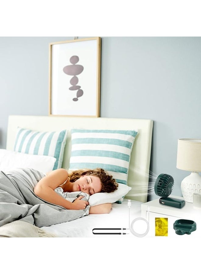 مروحة يد صغيرة محمولة 5000mAh بمنفذ USB مع تابلت بخاصية إطلاق الروائح العلاجية وسلك - Image 2