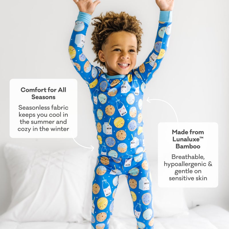 Little Sleepies طقم بيجامة من قطعتين للأطفال من ليتل سليبيز للأولاد والبنات، مصنوعة من الفيسكوز المستخرج من البامبو، بيجامات للأطفال والرضع، تي شيرت وبنطال، طقم بيجامات للأطفال، مقاس مريح، بسكويت وحليب وردي، 2T - Image 4
