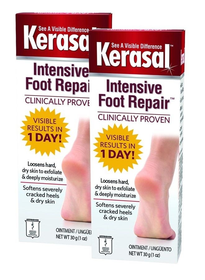 Kerasal Intensive Foot Repair Skin Healing Ointment for Cracked Heels and Dry Feet 1 oz , 2 Count, (Pack of 2)  - Image 1