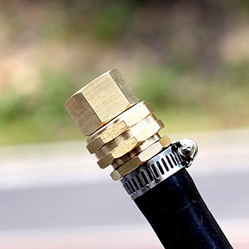 YELUN Solid brass Garden Hose Fittings Connectors Adapter Heavy Duty Brass Repair Double Female to Female dual water hose connector(3/4" GHT F to 1/2" NPT F) 2 Pcs - Image 5