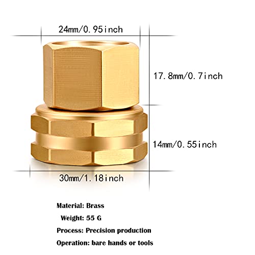 YELUN Solid brass Garden Hose Fittings Connectors Adapter Heavy Duty Brass Repair Double Female to Female dual water hose connector(3/4" GHT F to 1/2" NPT F) 2 Pcs - Image 2