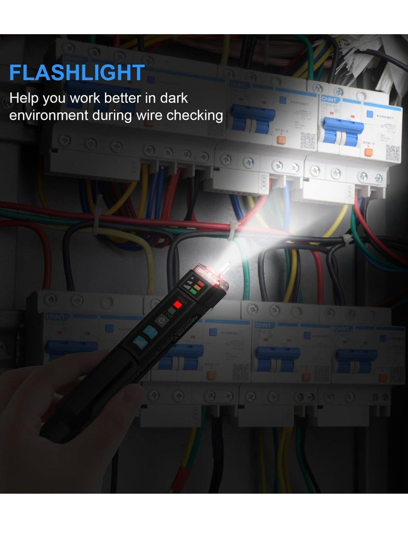 Voltage Tester, Alert Detector with Sound and Light Alarm, Flashlight, Wire Breakpoint Finder, Portable Non-contact AC Voltage Tester, with Dual Range AC 12V-1000V/48V-1000V - Image 3
