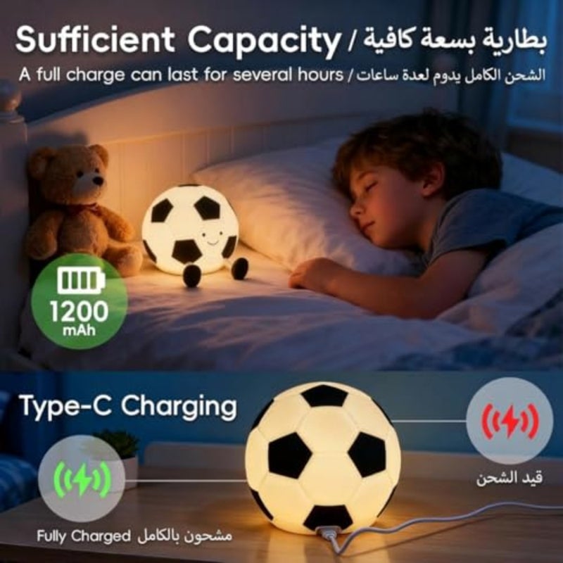 مصباح كرة القدم من أجل: ضوء ليلي لكرة القدم من السيليكون قابل لإعادة الشحن، أبيض مع تحكم ناعم باللمس، مصباح بجانب السرير قابل للتعتيم مع مؤقت لمدة 30 دقيقة، هدية لطيفة لديكور غرفة النوم - Image 3