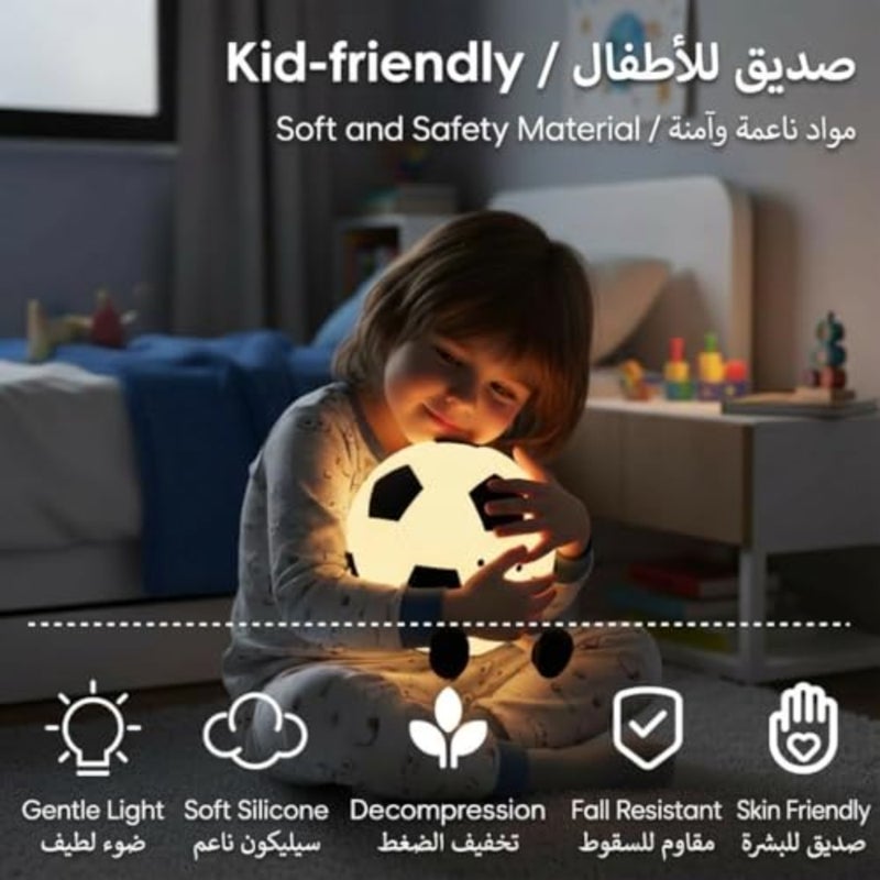 مصباح كرة القدم من أجل: ضوء ليلي لكرة القدم من السيليكون قابل لإعادة الشحن، أبيض مع تحكم ناعم باللمس، مصباح بجانب السرير قابل للتعتيم مع مؤقت لمدة 30 دقيقة، هدية لطيفة لديكور غرفة النوم - Image 5