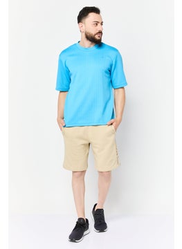 Adidas Men Sportswear Fit Short Sleeves Outdoor T-Shirt, Blue  - Image 3