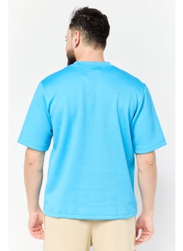 Adidas Men Sportswear Fit Short Sleeves Outdoor T-Shirt, Blue  - Image 2